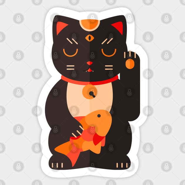 Beckoning Cat Sticker by BadOdds